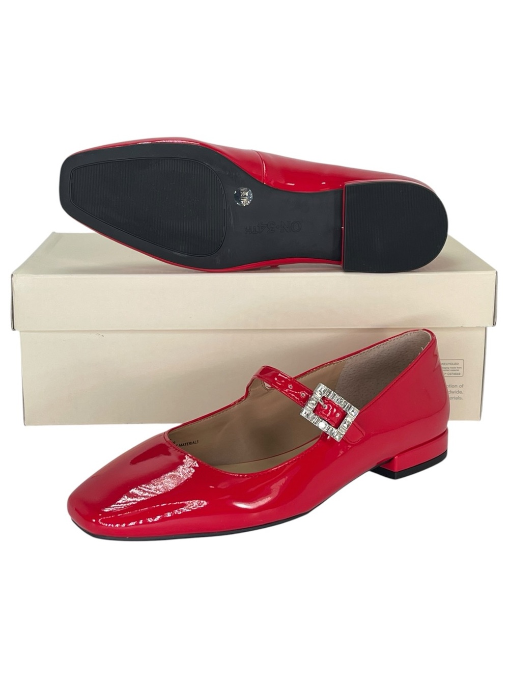 ON 34th Saadet Red Patent Leather Womens Mary Jane Flats Size 6M - Picture 10 of 11